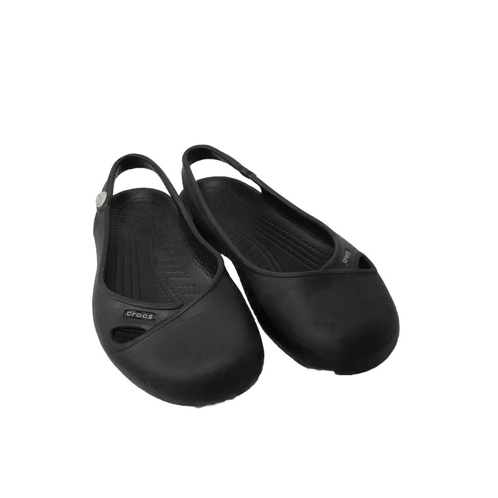 Crocs Olivia Black Slingback Ballet Flats W/ Jewel Size 7